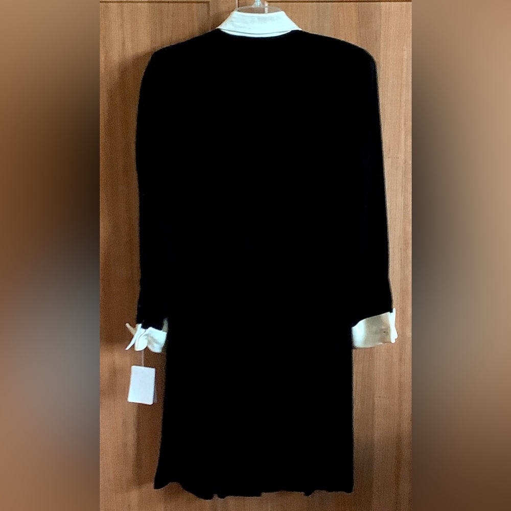1990s Vtg Women’s 8 Collared Cuffed LAUREN RALPH LAUREN Velour Textured Dress - Picture 5 of 16